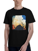 Abandoned-Cottage 180G 100% Cotton Printed Round Neck Short-Sleeve T-Shirt, Christmas Gifts for Men Dad Husband Grandpa, S-XXXL, Black