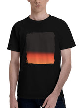Abstract-3d Orange Gradient 180G 100% Cotton Printed Round Neck Short-Sleeve T-Shirt, Christmas Gifts for Men Dad Husband Grandpa, S-XXXL, Black