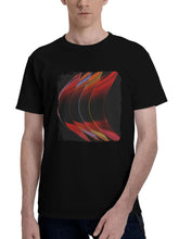Abstract-3d Red Shapes Vermilion Vision 180G 100% Cotton Printed Round Neck Short-Sleeve T-Shirt, Christmas Gifts for Men Dad Husband Grandpa, S-XXXL, Black