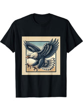 American Flag Bald Eagle Shirt Patriotic USA Majestic Eagle T-Shirt 180G 100% Cotton Printed Round Neck Short-Sleeve T-Shirt, Gifts for Men Dad Husband Grandpa, S-XXXL, Black
