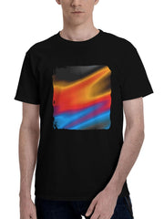 Abstract-Color Flames 180G 100% Cotton Printed Round Neck Short-Sleeve T-Shirt, Christmas Gifts for Men Dad Husband Grandpa, S-XXXL, Black