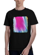 Abstract-Colors Background 180G 100% Cotton Printed Round Neck Short-Sleeve T-Shirt, Christmas Gifts for Men Dad Husband Grandpa, S-XXXL, Black