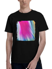 Abstract-Colors Background 180G 100% Cotton Printed Round Neck Short-Sleeve T-Shirt, Christmas Gifts for Men Dad Husband Grandpa, S-XXXL, Black