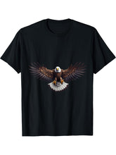 American Flag Bald Eagle Shirt Patriotic USA Majestic Eagle T-Shirt 180G 100% Cotton Printed Round Neck Short-Sleeve T-Shirt, Gifts for Men Dad Husband Grandpa, S-XXXL, Black