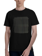 Abstract-Dark Clear Grids 180G 100% Cotton Printed Round Neck Short-Sleeve T-Shirt, Christmas Gifts for Men Dad Husband Grandpa, S-XXXL, Black