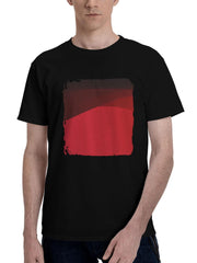 Abstract-Gradient Digital Art Red 180G 100% Cotton Printed Round Neck Short-Sleeve T-Shirt, Christmas Gifts for Men Dad Husband Grandpa, S-XXXL, Black