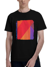 Abstract-Gradient Geometric 180G 100% Cotton Printed Round Neck Short-Sleeve T-Shirt, Christmas Gifts for Men Dad Husband Grandpa, S-XXXL, Black