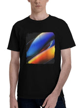 Abstract-Gradient Symphony 180G 100% Cotton Printed Round Neck Short-Sleeve T-Shirt, Christmas Gifts for Men Dad Husband Grandpa, S-XXXL, Black