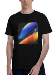 Abstract-Gradient Symphony 180G 100% Cotton Printed Round Neck Short-Sleeve T-Shirt, Christmas Gifts for Men Dad Husband Grandpa, S-XXXL, Black
