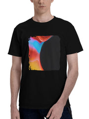 Abstract-Hole 180G 100% Cotton Printed Round Neck Short-Sleeve T-Shirt, Christmas Gifts for Men Dad Husband Grandpa, S-XXXL, Black