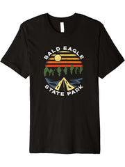 Bald Eagle State Park Pennsylvania Forest PA Vacation Premium T-Shirt 180G 100% Cotton Printed Round Neck Short-Sleeve T-Shirt, Gifts for Men Dad Husband Grandpa, S-XXXL, Black