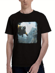 Battelfield-2042 Season 1 Zero Hour 180G 100% Cotton Printed Round Neck Short-Sleeve T-Shirt, Christmas Gifts for Men Dad Husband Grandpa, S-XXXL, Black