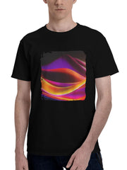 Abstract-Pixelated Performer 180G 100% Cotton Printed Round Neck Short-Sleeve T-Shirt, Christmas Gifts for Men Dad Husband Grandpa, S-XXXL, Black