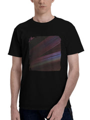 Abstract-Purple 180G 100% Cotton Printed Round Neck Short-Sleeve T-Shirt, Christmas Gifts for Men Dad Husband Grandpa, S-XXXL, Black