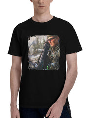 Battlefield-2042 Playstation 5 180G 100% Cotton Printed Round Neck Short-Sleeve T-Shirt, Christmas Gifts for Men Dad Husband Grandpa, S-XXXL, Black