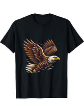 American Flag Bald Eagle Shirt Patriotic USA Majestic Eagle T-Shirt 180G 100% Cotton Printed Round Neck Short-Sleeve T-Shirt, Gifts for Men Dad Husband Grandpa, S-XXXL, Black