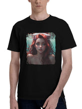 Beautiful-Ariel Digital Fantasy Art 180G 100% Cotton Printed Round Neck Short-Sleeve T-Shirt, Christmas Gifts for Men Dad Husband Grandpa, S-XXXL, Black