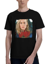 Brie-Larson As Carol Danvers In The Marvels 180G 100% Cotton Printed Round Neck Short-Sleeve T-Shirt, Christmas Gifts for Men Dad Husband Grandpa, S-XXXL, Black
