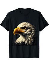 American Flag Bald Eagle Shirt Patriotic USA Majestic Eagle T-Shirt 180G 100% Cotton Printed Round Neck Short-Sleeve T-Shirt, Gifts for Men Dad Husband Grandpa, S-XXXL, Black