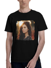 Beautiful-Girl In Polka Dress Outdoors 180G 100% Cotton Printed Round Neck Short-Sleeve T-Shirt, Christmas Gifts for Men Dad Husband Grandpa, S-XXXL, Black