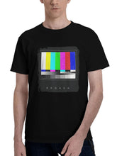 Broken-Tv 180G 100% Cotton Printed Round Neck Short-Sleeve T-Shirt, Christmas Gifts for Men Dad Husband Grandpa, S-XXXL, Black