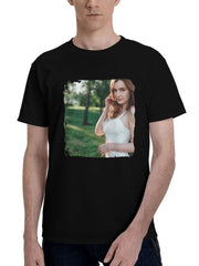 Brown-Eyes Brunette Depth Of Field White Dress 180G 100% Cotton Printed Round Neck Short-Sleeve T-Shirt, Christmas Gifts for Men Dad Husband Grandpa, S-XXXL, Black