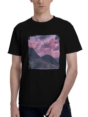 Beautiful-Scotland Landscape 180G 100% Cotton Printed Round Neck Short-Sleeve T-Shirt, Christmas Gifts for Men Dad Husband Grandpa, S-XXXL, Black