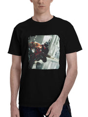 Biker-Cyberpunk 2077 180G 100% Cotton Printed Round Neck Short-Sleeve T-Shirt, Christmas Gifts for Men Dad Husband Grandpa, S-XXXL, Black