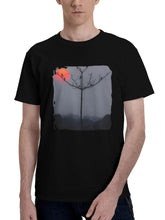 Birds-Perched On Silhouette Branches 180G 100% Cotton Printed Round Neck Short-Sleeve T-Shirt, Christmas Gifts for Men Dad Husband Grandpa, S-XXXL, Black