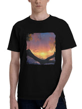 Admiring-The Sunrise 180G 100% Cotton Printed Round Neck Short-Sleeve T-Shirt, Christmas Gifts for Men Dad Husband Grandpa, S-XXXL, Black