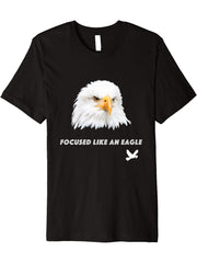 Gift Idea Bald Eagle Premium T-Shirt 180G 100% Cotton Printed Round Neck Short-Sleeve T-Shirt, Gifts for Men Dad Husband Grandpa, S-XXXL, Black