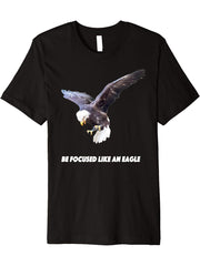 Gift Idea Bald Eagle Premium T-Shirt 180G 100% Cotton Printed Round Neck Short-Sleeve T-Shirt, Gifts for Men Dad Husband Grandpa, S-XXXL, Black