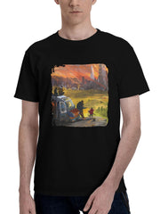 After-The Fall Camping 180G 100% Cotton Printed Round Neck Short-Sleeve T-Shirt, Christmas Gifts for Men Dad Husband Grandpa, S-XXXL, Black