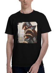 Aguilar-De Nerha 180G 100% Cotton Printed Round Neck Short-Sleeve T-Shirt, Christmas Gifts for Men Dad Husband Grandpa, S-XXXL, Black