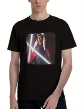 Ahsoka-Tano Cosplay Mu 180G 100% Cotton Printed Round Neck Short-Sleeve T-Shirt, Christmas Gifts for Men Dad Husband Grandpa, S-XXXL, Black