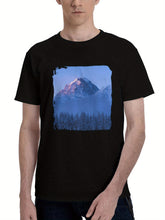Alberta-Canada Snow Mist Mountains 15k 180G 100% Cotton Printed Round Neck Short-Sleeve T-Shirt, Christmas Gifts for Men Dad Husband Grandpa, S-XXXL, Black