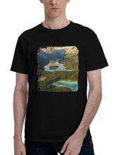 Alberta-Valley Mountains 180G 100% Cotton Printed Round Neck Short-Sleeve T-Shirt, Christmas Gifts for Men Dad Husband Grandpa, S-XXXL, Black