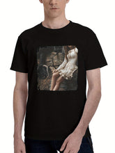 Alena-Sarsarova 180G 100% Cotton Printed Round Neck Short-Sleeve T-Shirt, Christmas Gifts for Men Dad Husband Grandpa, S-XXXL, Black