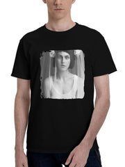 Alexandra-Daddario Flaunt 2024 180G 100% Cotton Printed Round Neck Short-Sleeve T-Shirt, Christmas Gifts for Men Dad Husband Grandpa, S-XXXL, Black