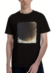 Alignment-Planet 180G 100% Cotton Printed Round Neck Short-Sleeve T-Shirt, Christmas Gifts for Men Dad Husband Grandpa, S-XXXL, Black