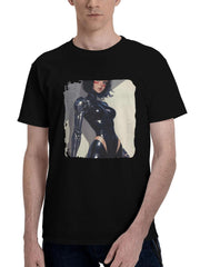Alita-Reborn The Cyborg Warrior 180G 100% Cotton Printed Round Neck Short-Sleeve T-Shirt, Christmas Gifts for Men Dad Husband Grandpa, S-XXXL, Black