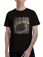 2023-Bugatti Chiron Super Sport Golden Era 180G 100% Cotton Printed Round Neck Short-Sleeve T-Shirt, Christmas Gifts for Men Dad Husband Grandpa, S-XXXL, Black