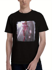 Atom-Eve Cosplay 180G 100% Cotton Printed Round Neck Short-Sleeve T-Shirt, Christmas Gifts for Men Dad Husband Grandpa, S-XXXL, Black