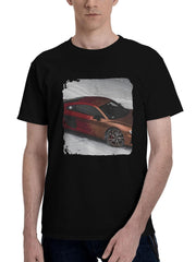 Audi-R8 In Snow 180G 100% Cotton Printed Round Neck Short-Sleeve T-Shirt, Christmas Gifts for Men Dad Husband Grandpa, S-XXXL, Black