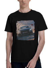 Audi-Tt Rs 180G 100% Cotton Printed Round Neck Short-Sleeve T-Shirt, Christmas Gifts for Men Dad Husband Grandpa, S-XXXL, Black