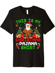 Funny This Is My Christmas Pajama Shirt Bald Eagle Christmas Premium T-Shirt 180G 100% Cotton Printed Round Neck Short-Sleeve T-Shirt, Gifts for Men Dad Husband Grandpa, S-XXXL, Black