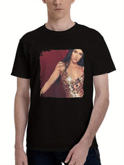 2023 Megan Fox Photoshoot 180G 100% Cotton Printed Round Neck Short-Sleeve T-Shirt, Christmas Gifts for Men Dad Husband Grandpa, S-XXXL, Black