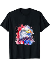 4th Of July Bald Eagle America American Flag USA Patriotic T-Shirt 180G 100% Cotton Printed Round Neck Short-Sleeve T-Shirt, Gifts for Men Dad Husband Grandpa, S-XXXL, Black
