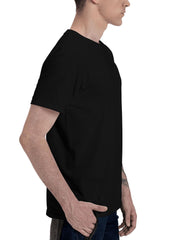 Glowing-Moon In Power Lines 180G 100% Cotton Printed Round Neck Short-Sleeve T-Shirt, Christmas Gifts for Men Dad Husband Grandpa, S-XXXL, Black