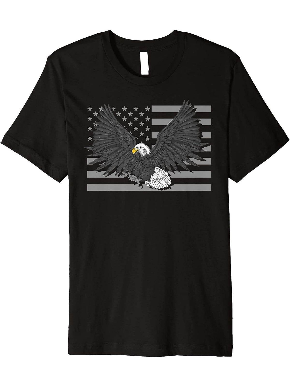 Freedom Patriotic American Bald Eagle Pride US Flag Eagle Premium T-Shirt 180G 100% Cotton Printed Round Neck Short-Sleeve T-Shirt, Gifts for Men Dad Husband Grandpa, S-XXXL, Black